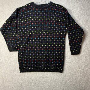Vintage 80’s Sheridan Square Knit  Acrylic Sweater Large  Abstract  Rainbow